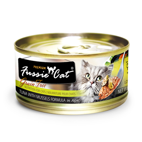 Fussie Cat Premium Grain Free Tuna & Mussel 2.82oz Can
