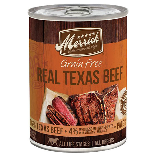 Merrick Grain Free Real Texas Beef Canned Dog Food 12.7 oz.