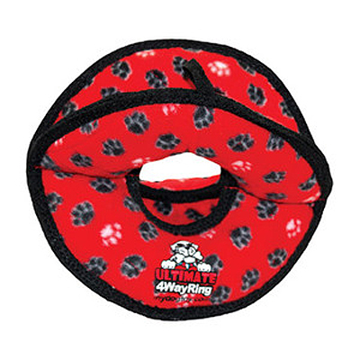 VIP Tuffy® Ultimate 4WayRing Dog Toy Red Paws I001876