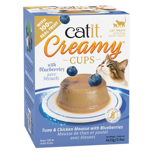 Catit Creamy Cups Tuna & Chicken Mousse with Blueberry 4pk